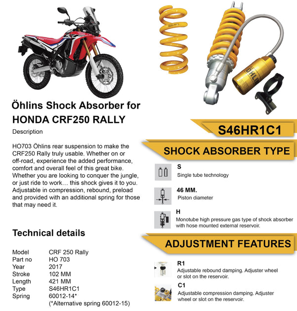 Ohlins Rear Shock for HONDA CRF 250L RALLY – SRC MOTO