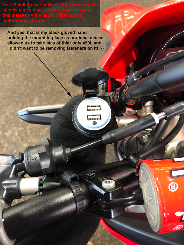 DUAL USB and 12 Volt Socket Accessory Leads 2019-2020 HONDA CRF 450L