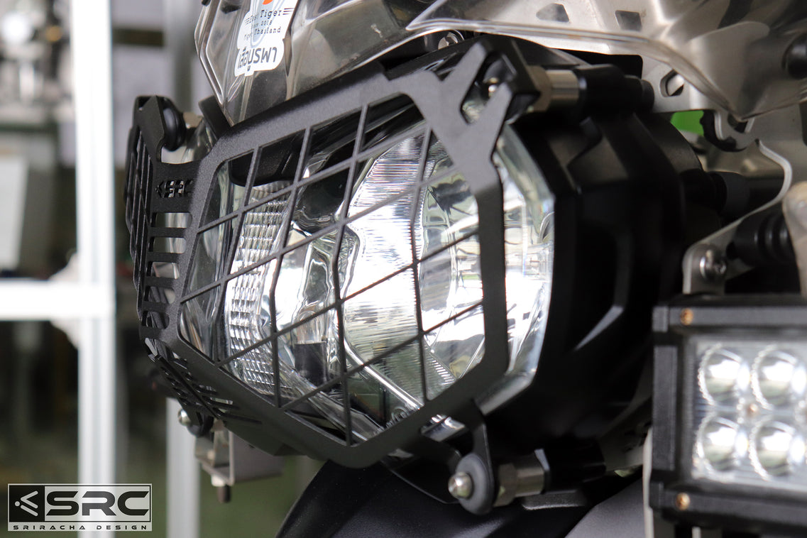 Griglia Proteggi Faro In Alluminio Per Triumph Tiger 800 (2010-2018) E Explorer 1200 - Nero Anodizzato, Leggera E Resistente