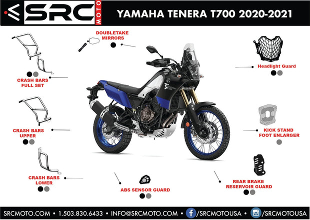 Protective Aluminum Skid Plate/Lower Engine Sump Guard  - Yamaha Ténéré 700 V2 (with Side Wings!) (D) #F-03-090#