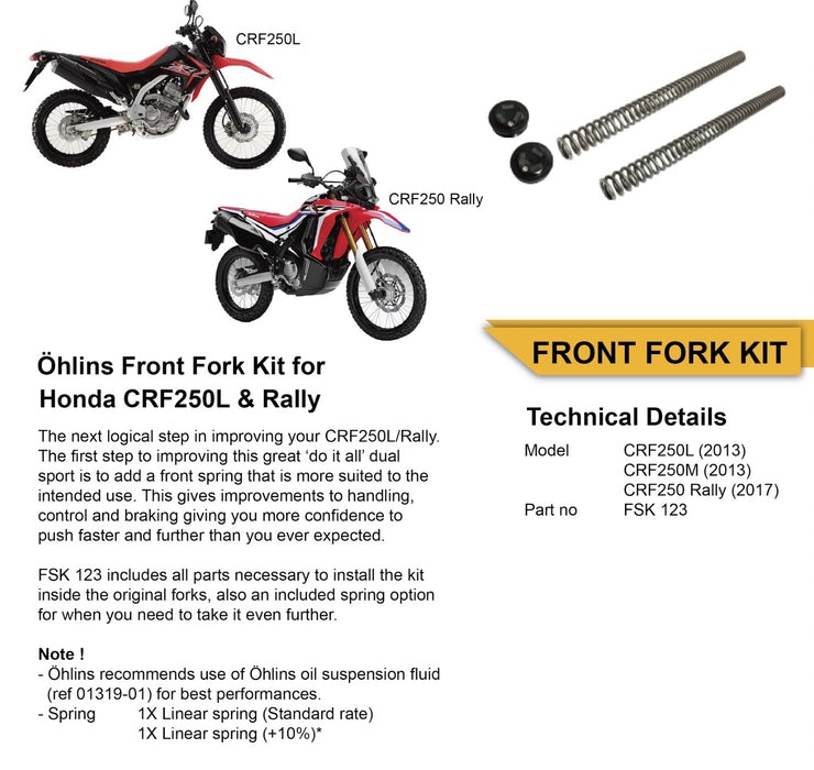 Ohlins Fork Spring Kit for HONDA CRF 250L RALLY 2017-2020